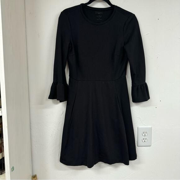 Kate Spade Broome Street Black Bell Sleeve Ponte Mini Dress Womens S Whimsigoth - Picture 4 of 11